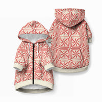 Red Ngatu Pattern Malo e Lelei Tonga Pet Hoodie LT14 Zip-up Red - Polynesian Pride