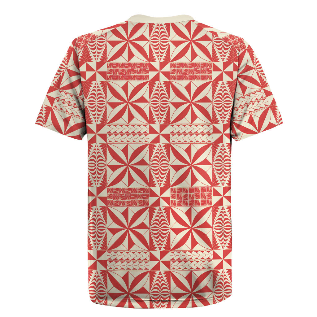 Red Ngatu Pattern Malo e Lelei Tonga Rugby Jersey LT14 - Polynesian Pride