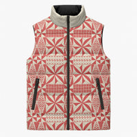 Red Ngatu Pattern Malo e Lelei Tonga Sleeveless Puffer Jacket LT14 Unisex Red - Polynesian Pride