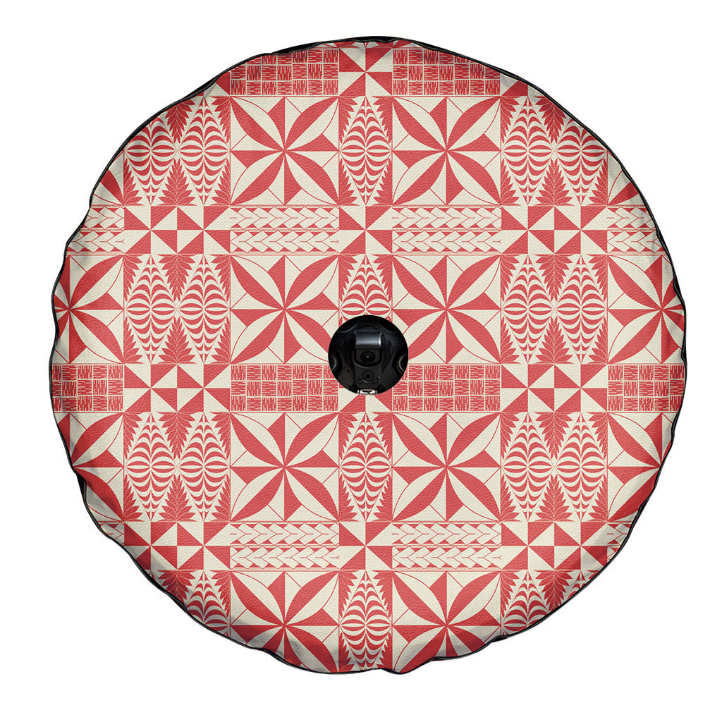 Red Ngatu Pattern Malo e Lelei Tonga Spare Tire Cover LT14 - Polynesian Pride