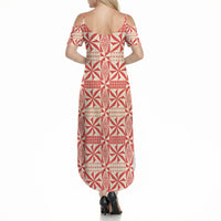 Red Ngatu Pattern Malo e Lelei Tonga Summer Maxi Dress LT14 - Polynesian Pride