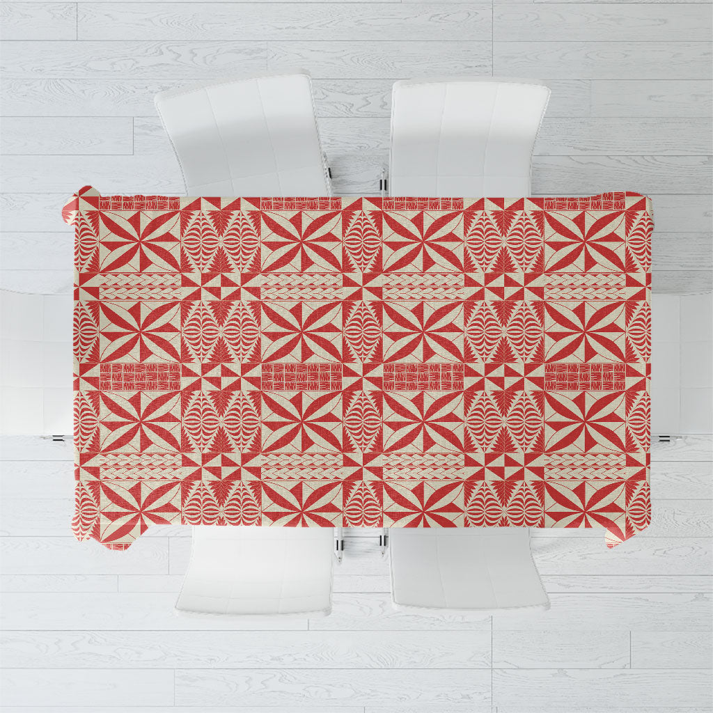 Red Ngatu Pattern Malo e Lelei Tonga Tablecloth LT14 Red - Polynesian Pride