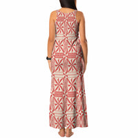Red Ngatu Pattern Malo e Lelei Tonga Tank Maxi Dress LT14 - Polynesian Pride