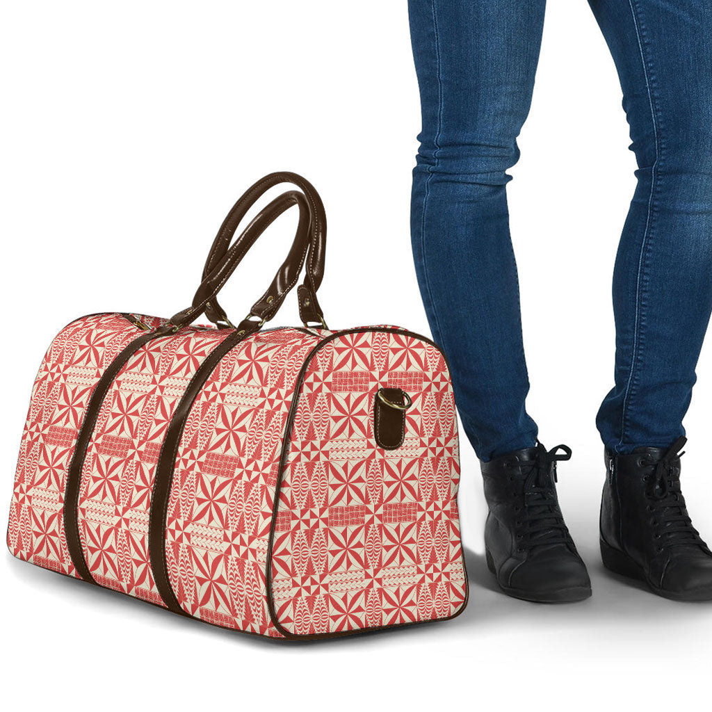 Red Ngatu Pattern Malo e Lelei Tonga Travel Bag LT14 - Polynesian Pride