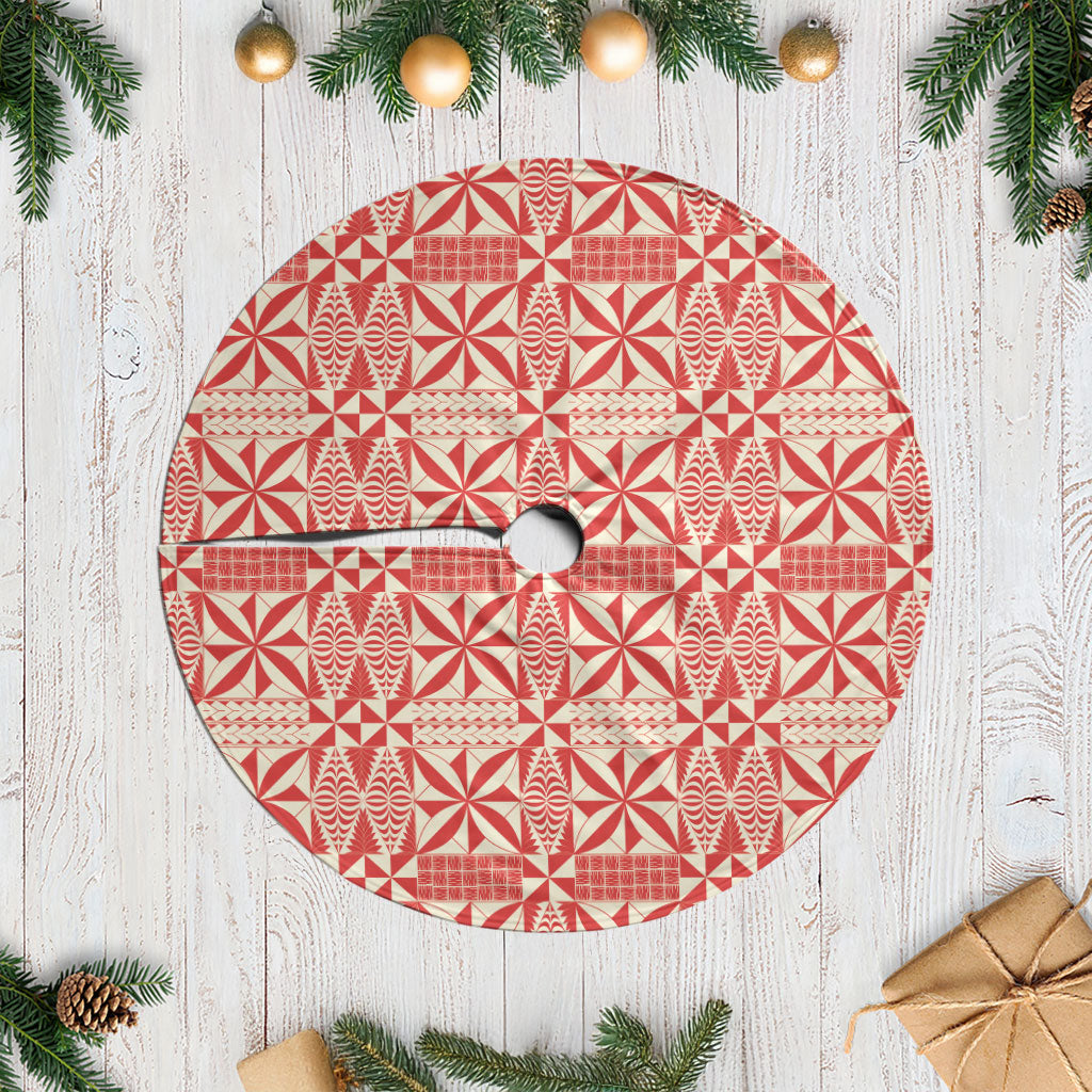 Red Ngatu Pattern Malo e Lelei Tonga Tree Skirt LT14 Casual Red - Polynesian Pride