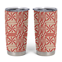 Red Ngatu Pattern Malo e Lelei Tonga Tumbler Cup LT14 Red - Polynesian Pride