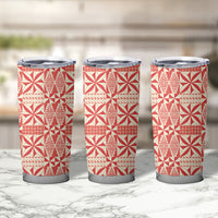 Red Ngatu Pattern Malo e Lelei Tonga Tumbler Cup LT14 - Polynesian Pride