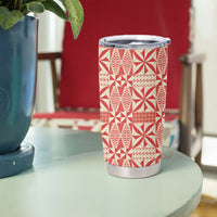 Red Ngatu Pattern Malo e Lelei Tonga Tumbler Cup LT14 - Polynesian Pride
