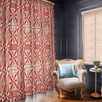 Red Ngatu Pattern Malo e Lelei Tonga Window Curtain LT14 - Polynesian Pride