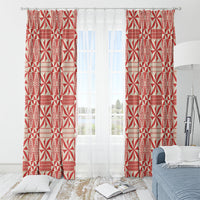 Red Ngatu Pattern Malo e Lelei Tonga Window Curtain LT14 - Polynesian Pride
