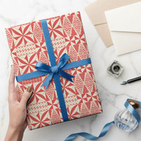 Red Ngatu Pattern Malo e Lelei Tonga Wrapping Paper LT14 - Polynesian Pride