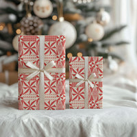 Red Ngatu Pattern Malo e Lelei Tonga Wrapping Paper LT14 - Polynesian Pride