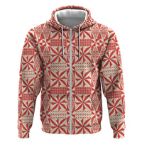 Red Ngatu Pattern Malo e Lelei Tonga Zip Hoodie LT14 Zip Hoodie Red - Polynesian Pride