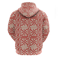 Red Ngatu Pattern Malo e Lelei Tonga Zip Hoodie LT14 - Polynesian Pride