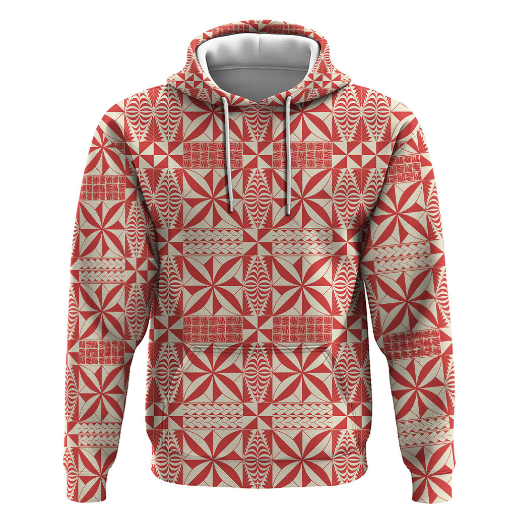Red Ngatu Pattern Malo e Lelei Tonga Zip Hoodie LT14 Pullover Hoodie Red - Polynesian Pride