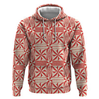 Red Ngatu Pattern Malo e Lelei Tonga Zip Hoodie LT14 Pullover Hoodie Red - Polynesian Pride