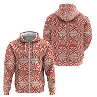 Red Ngatu Pattern Malo e Lelei Tonga Zip Hoodie LT14 - Polynesian Pride