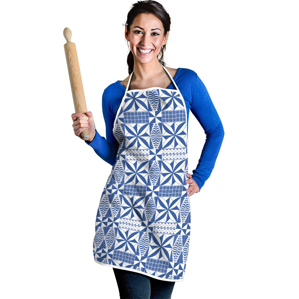 Blue Ngatu Pattern Malo e Lelei Tonga Apron LT14 - Polynesian Pride