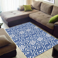 Blue Ngatu Pattern Malo e Lelei Tonga Area Rug LT14 - Polynesian Pride