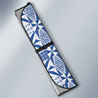 Blue Ngatu Pattern Malo e Lelei Tonga Auto Sun Shade LT14 - Polynesian Pride