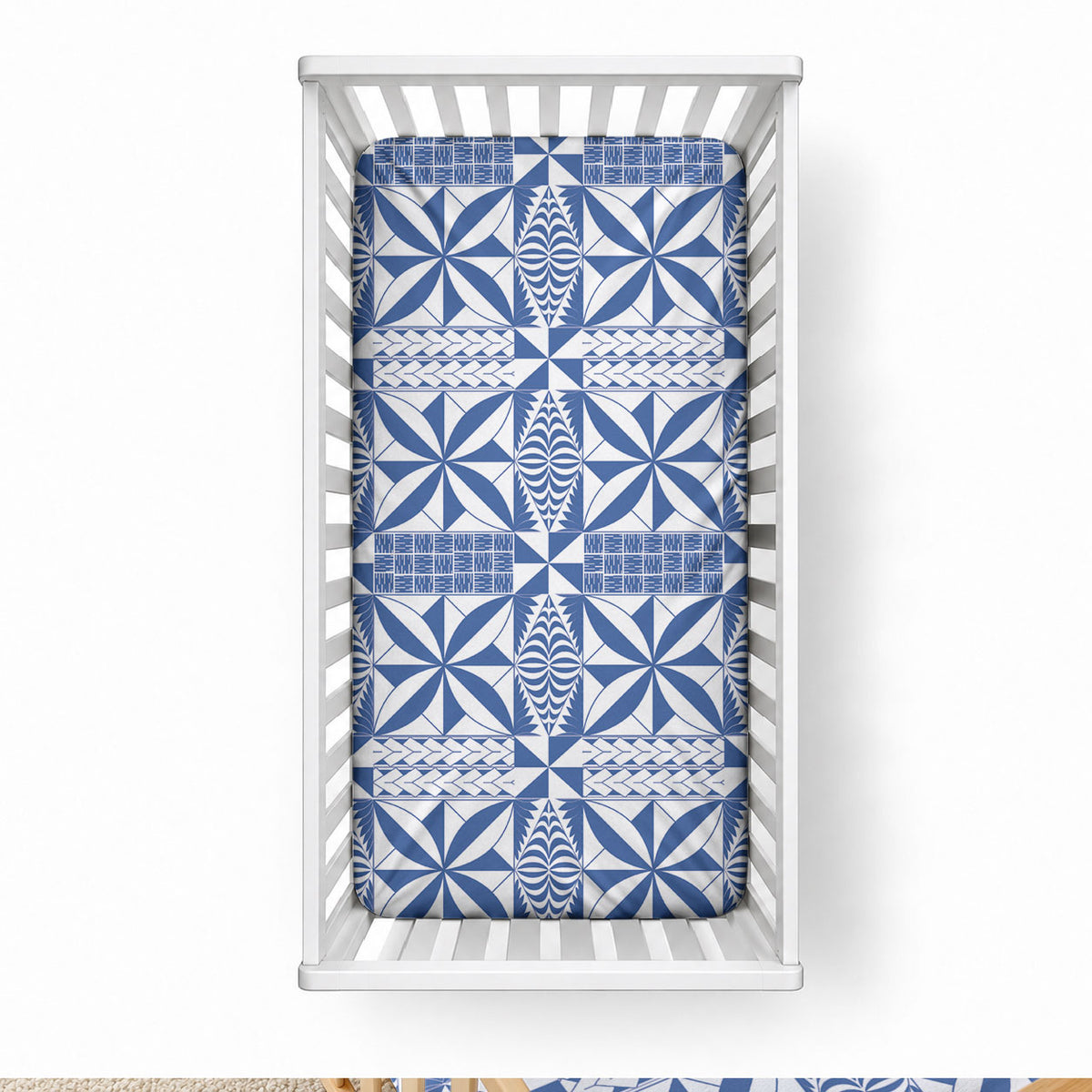 Blue Ngatu Pattern Malo e Lelei Tonga Baby Bed Cover LT14 28 × 52 in Blue - Polynesian Pride