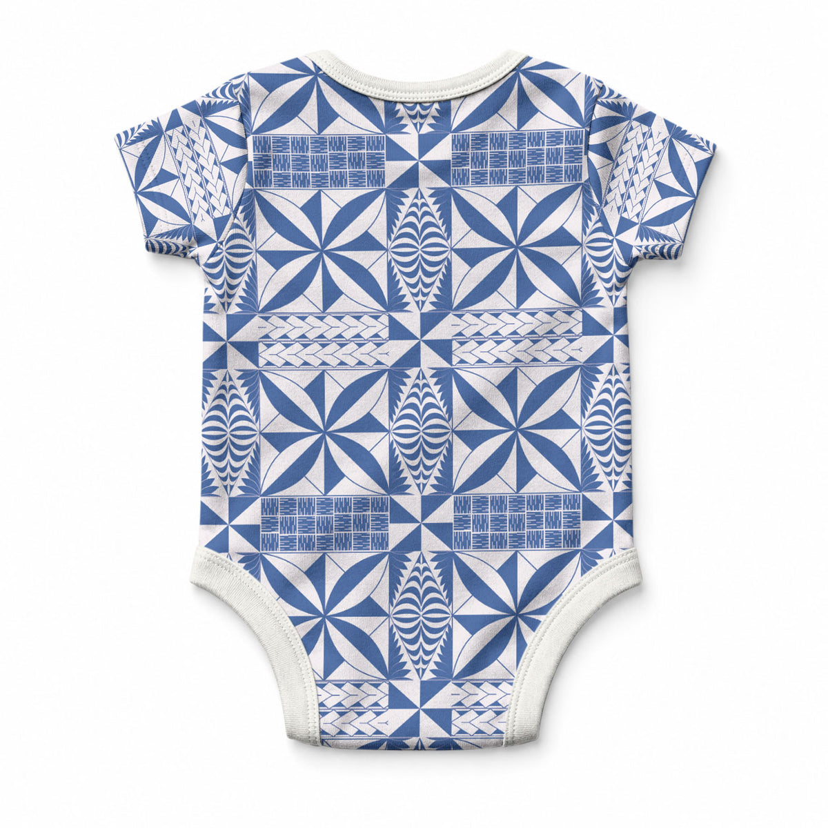 Blue Ngatu Pattern Malo e Lelei Tonga Baby Onesie LT14 - Polynesian Pride