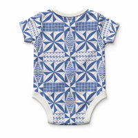 Blue Ngatu Pattern Malo e Lelei Tonga Baby Onesie LT14 - Polynesian Pride