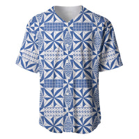 Blue Ngatu Pattern Malo e Lelei Tonga Baseball Jersey LT14 Blue - Polynesian Pride