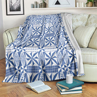 Blue Ngatu Pattern Malo e Lelei Tonga Blanket LT14 Blue - Polynesian Pride