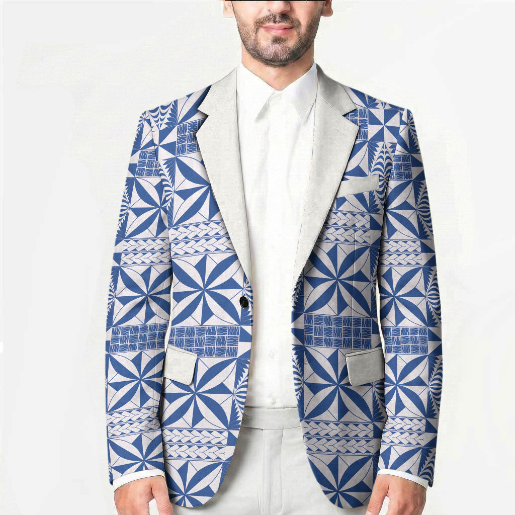 Blue Ngatu Pattern Malo e Lelei Tonga Blazer LT14 - Polynesian Pride