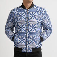 Blue Ngatu Pattern Malo e Lelei Tonga Bomber Puffer Jacket LT14 - Polynesian Pride