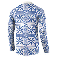 Blue Ngatu Pattern Malo e Lelei Tonga Button Sweatshirt LT14 - Polynesian Pride