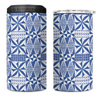 Blue Ngatu Pattern Malo e Lelei Tonga 4 in 1 Can Cooler Tumbler LT14 One Size: 16 oz Blue - Polynesian Pride