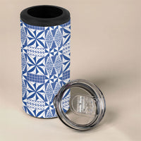 Blue Ngatu Pattern Malo e Lelei Tonga 4 in 1 Can Cooler Tumbler LT14 - Polynesian Pride