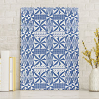 Blue Ngatu Pattern Malo e Lelei Tonga Canvas Wall Art LT14 Without Frame Blue - Polynesian Pride