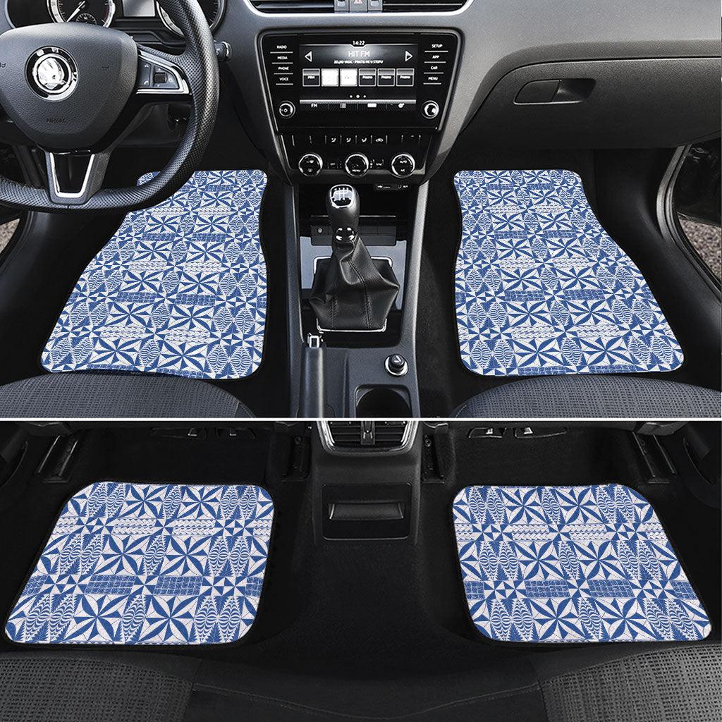 Blue Ngatu Pattern Malo e Lelei Tonga Car Mats LT14 Set 4pcs Blue - Polynesian Pride