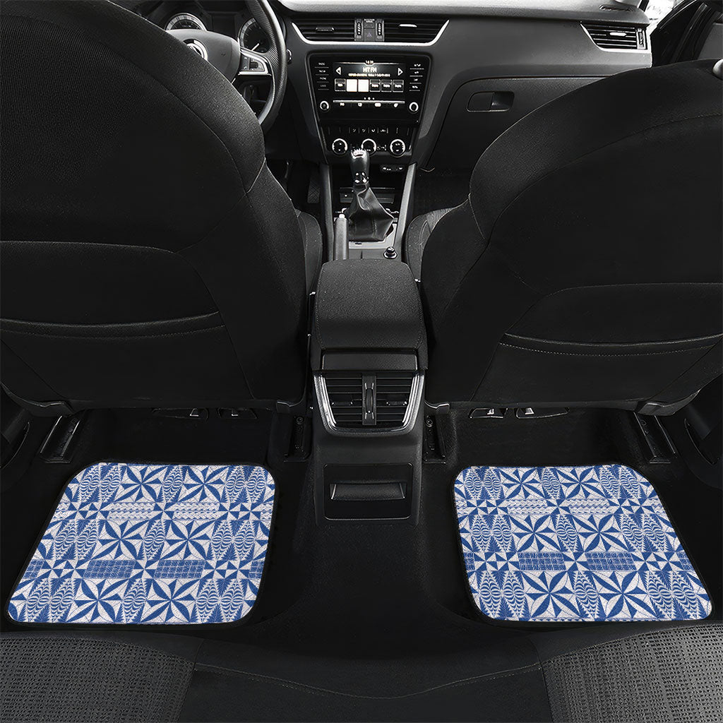 Blue Ngatu Pattern Malo e Lelei Tonga Car Mats LT14 Set 2pcs - Back Blue - Polynesian Pride