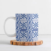 Blue Ngatu Pattern Malo e Lelei Tonga Ceramic Mug LT14 Blue - Polynesian Pride