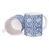 Blue Ngatu Pattern Malo e Lelei Tonga Ceramic Mug LT14 - Polynesian Pride