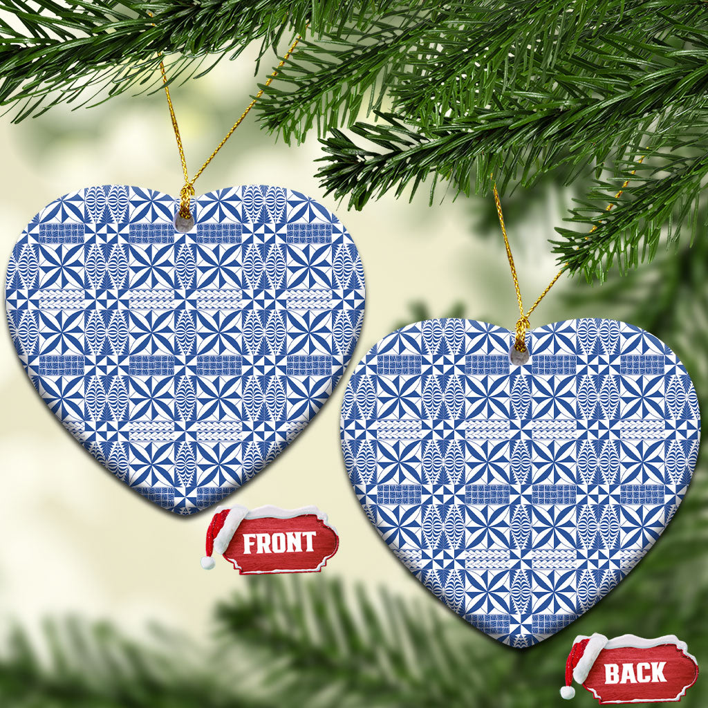 Blue Ngatu Pattern Malo e Lelei Tonga Ceramic Ornament