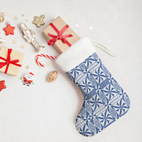 Blue Ngatu Pattern Malo e Lelei Tonga Christmas Stocking LT14 - Polynesian Pride