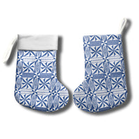 Blue Ngatu Pattern Malo e Lelei Tonga Christmas Stocking LT14 - Polynesian Pride