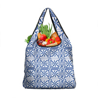 Blue Ngatu Pattern Malo e Lelei Tonga Grocery Bag LT14 1-pack One Size Blue - Polynesian Pride