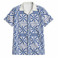 Blue Ngatu Pattern Malo e Lelei Tonga Hawaiian Shirt LT14 Blue - Polynesian Pride
