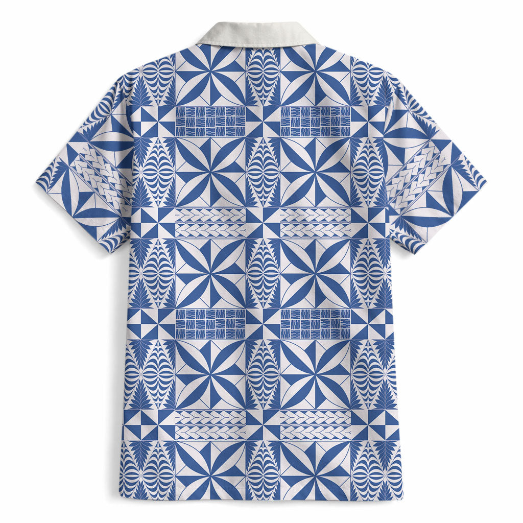 Blue Ngatu Pattern Malo e Lelei Tonga Hawaiian Shirt LT14 - Polynesian Pride