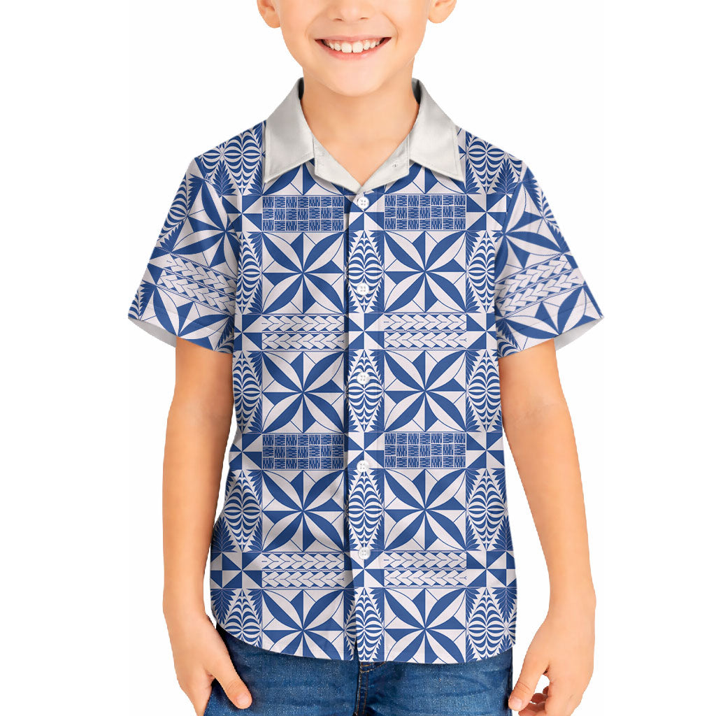 Blue Ngatu Pattern Malo e Lelei Tonga Hawaiian Shirt LT14 - Polynesian Pride