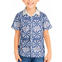 Blue Ngatu Pattern Malo e Lelei Tonga Hawaiian Shirt LT14 - Polynesian Pride
