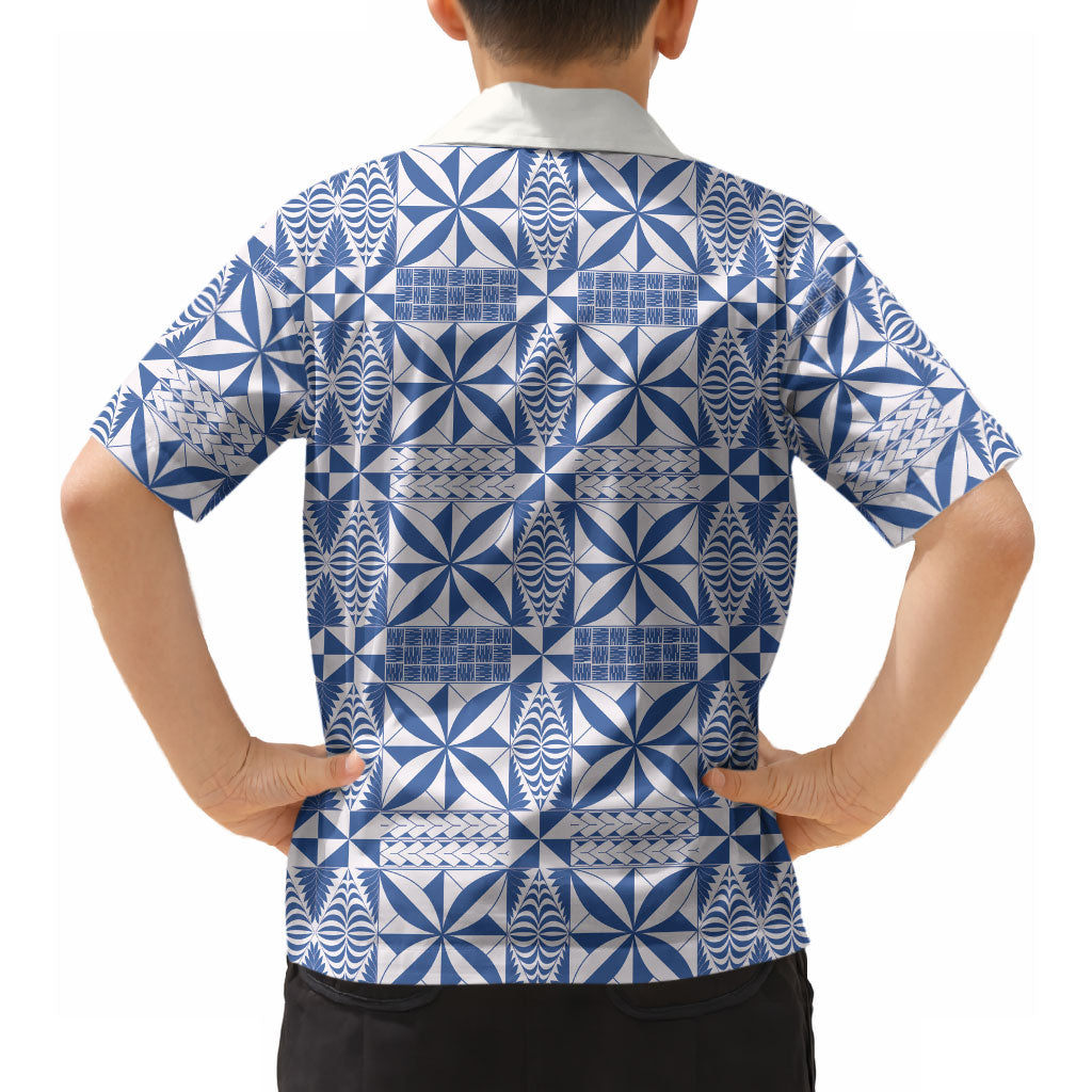 Blue Ngatu Pattern Malo e Lelei Tonga Hawaiian Shirt LT14 - Polynesian Pride