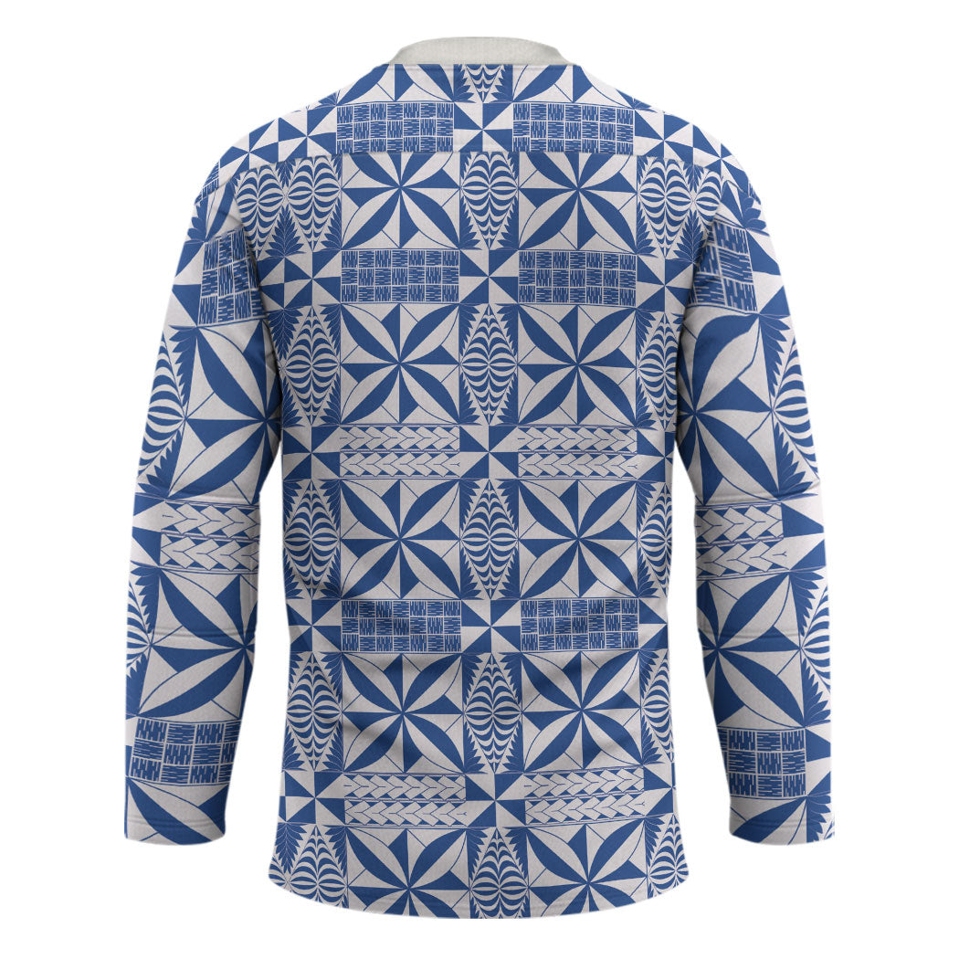 Blue Ngatu Pattern Malo e Lelei Tonga Hockey Jersey LT14 - Polynesian Pride
