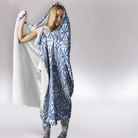 Blue Ngatu Pattern Malo e Lelei Tonga Hooded Blanket LT14 - Polynesian Pride